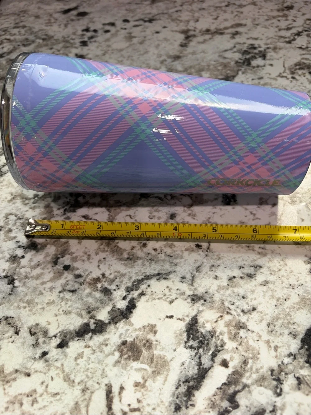 Corkcicle Lavender Plaid Travel Tumbler with Pink & Mint Accents*